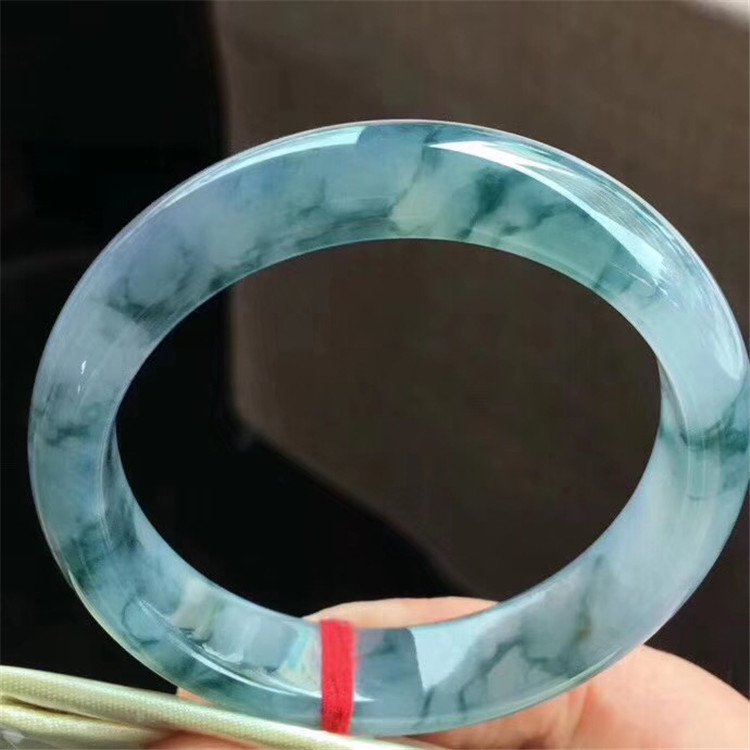 8 冰紫飘花正圈手镯天然高冰紫罗兰翡翠手镯品质美镯