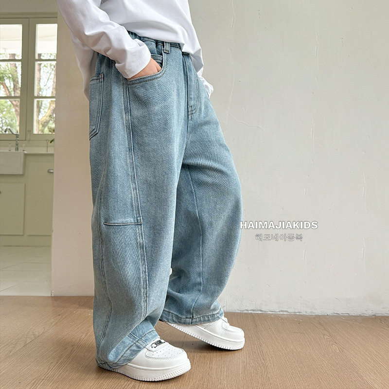 海妈家童装2026春季新款男童春装牛仔裤儿童宽松阔腿裤大童弯刀裤,童装/婴儿装/亲子装,儿童牛仔裤,淘宝优惠券,粉丝福利购,淘宝优惠卷