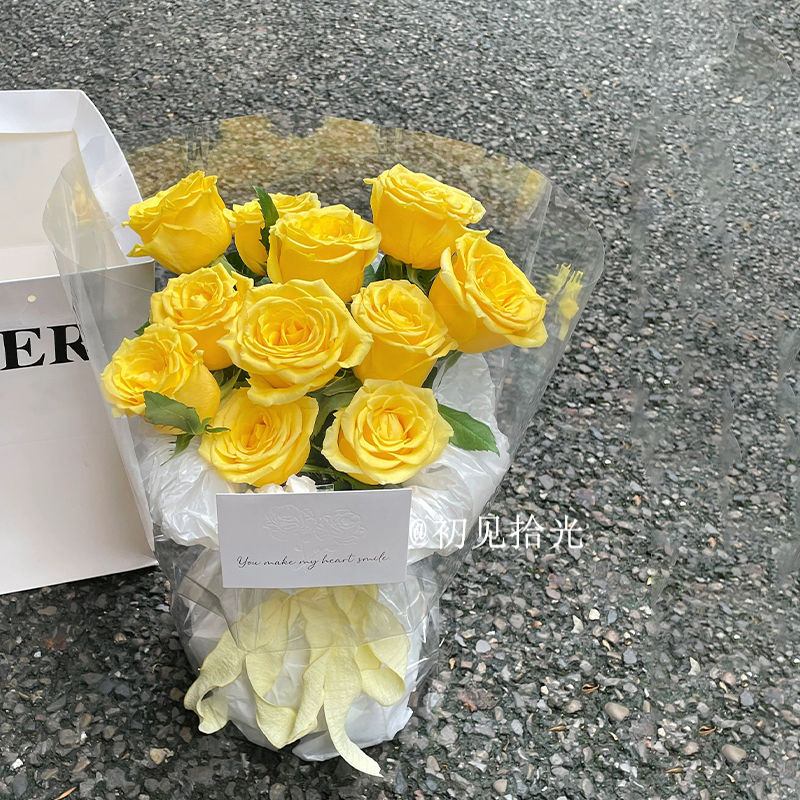 七夕情人节道歉黄玫瑰花束仿真皂花成品送男女友闺蜜朋友生日礼物