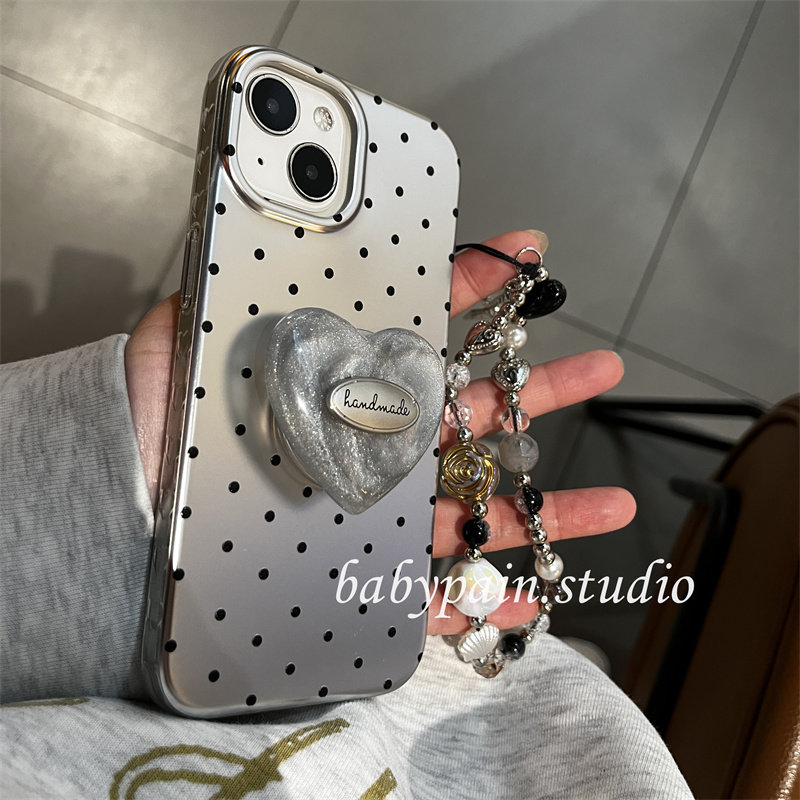 babypain韩国ins小众设计款银色波点适用iPhone17promax手机壳苹果15灰色爱心支架14pro甜酷风16简约保护套15,3C数码配件,手机保护套/壳,淘宝优惠券,粉丝福利购,淘宝优惠卷