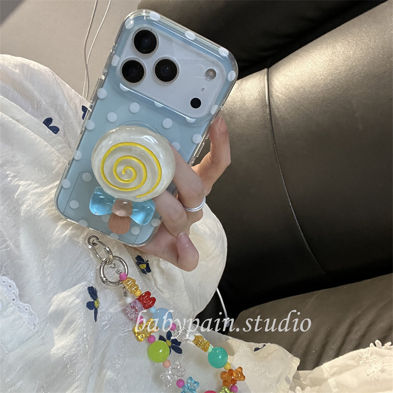babypain 韩系ins治愈蓝色紫色波点适用iPhone17promax手机壳苹果16pro棒棒糖支架15pro挂绳防摔17pro少女心