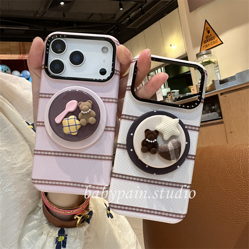 babypain ins复古条纹菲林硬壳适用iPhone17promax手机壳苹果16可爱小熊磁吸支架15pro情侣保护套14pro新款13
