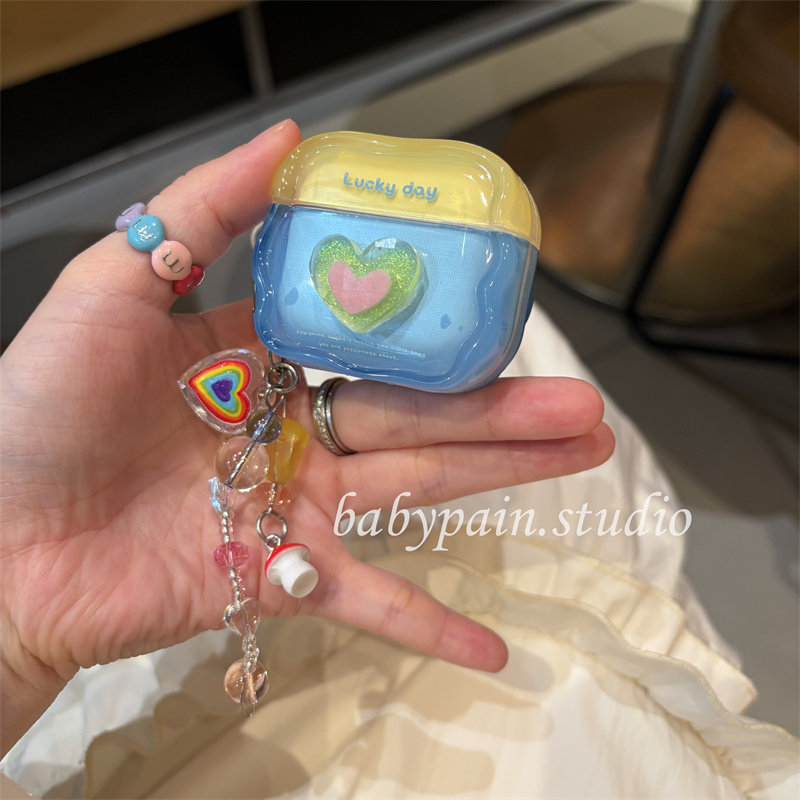 babypain ins风夏日海盐蓝果冻撞色适用AirPodspro3耳机壳pro2少女心耳机保护壳AirPods4硅胶软壳原创设计款图片