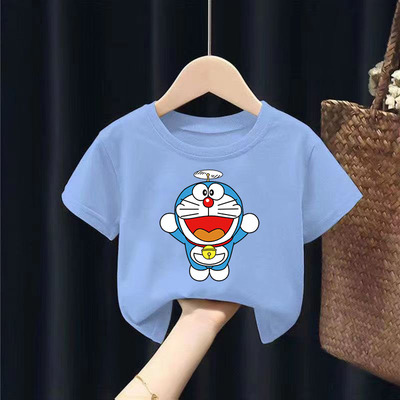 2022新款夏装儿童短袖哆啦A梦t恤半袖女童t恤男童短袖童装打底短