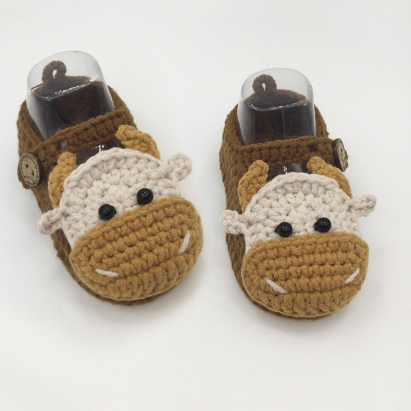 牛宝宝新生儿毛线鞋宝宝编织鞋手工勾线织宝宝鞋婴儿毛线鞋软底鞋