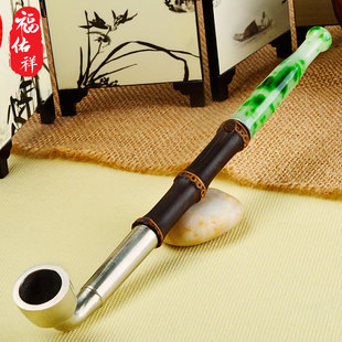 烟斗手工紫竹烟丝斗老式烟袋白铜烟锅老式旱烟斗过滤斗男士配件