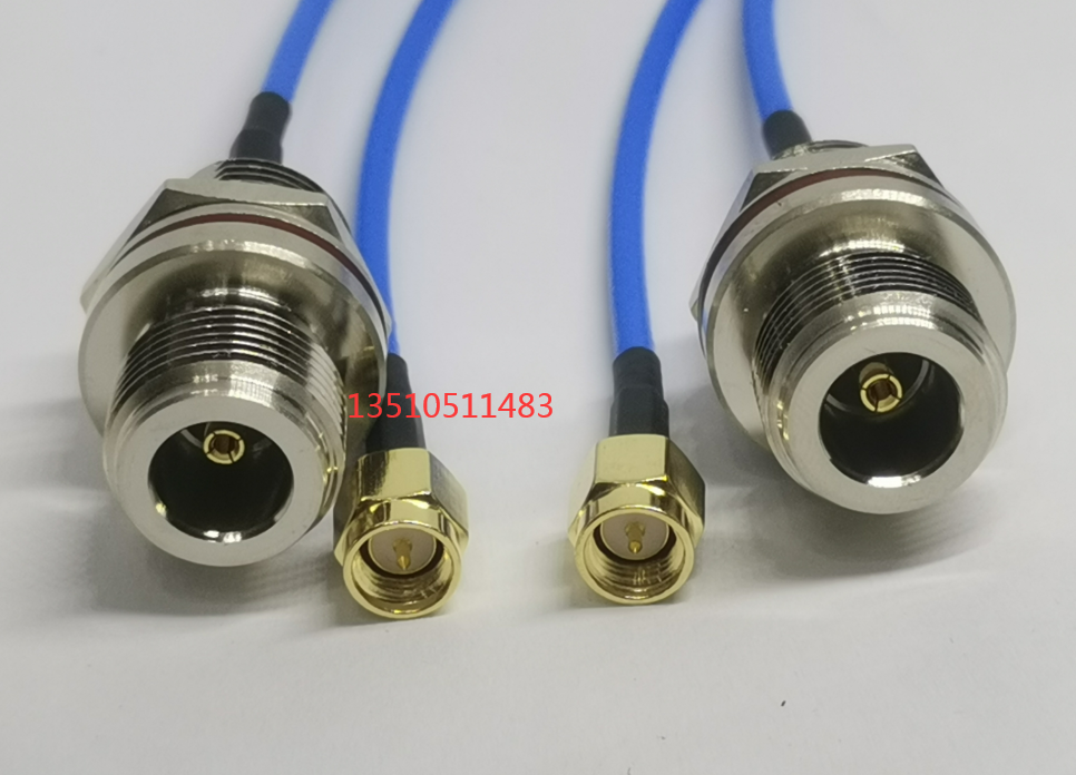 N-KY后置螺母转SMA-J双屏蔽蓝色RG316D射频线 N母转SMA公AP防水盒