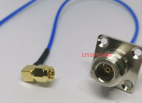 N-KF/SMA-JW射频蓝色RG316D跳线 N母带法兰转SMA公弯双屏蔽高频RF