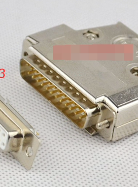 DB25公母镀3u金带金属外壳信号头 双排25针25孔并口接线带铁壳