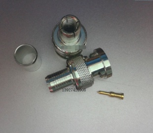 纯铜花网纹BNC Q9示波器监控视频RG6U馈线接头 5冷压视频馈线头