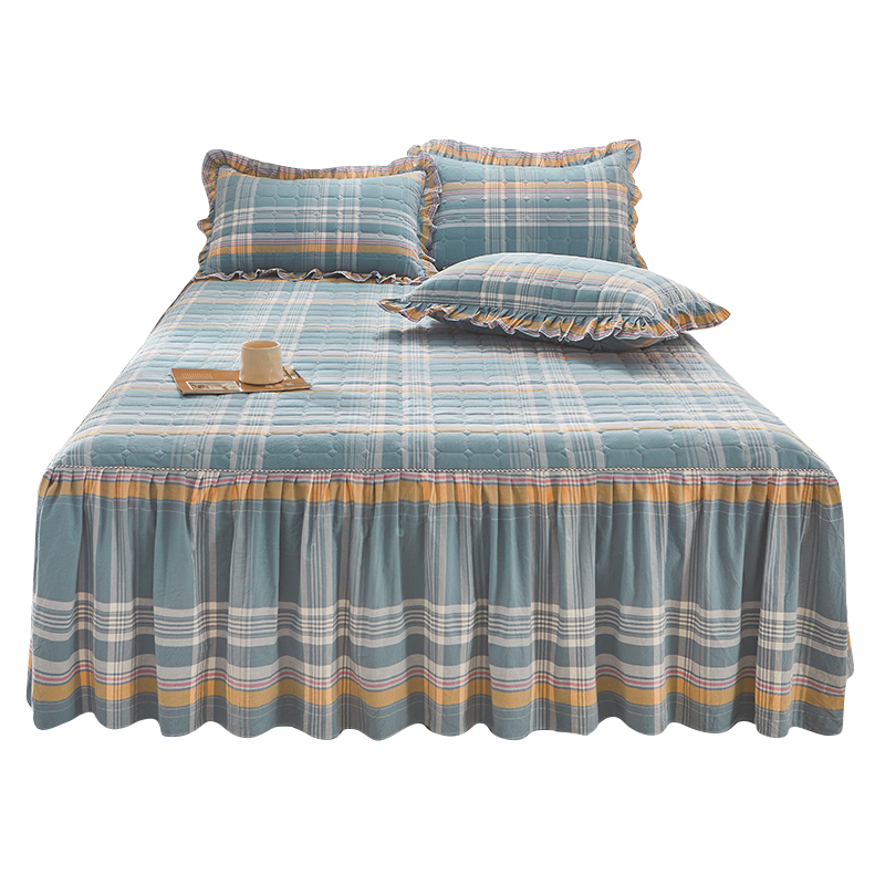 100%全棉色织水洗棉床裙