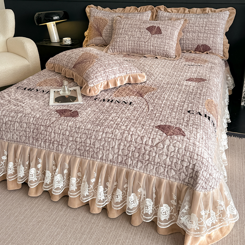 冬天加绒牛奶绒床盖三件套秋冬季珊瑚绒榻榻米床单夹棉床垫炕盖铺