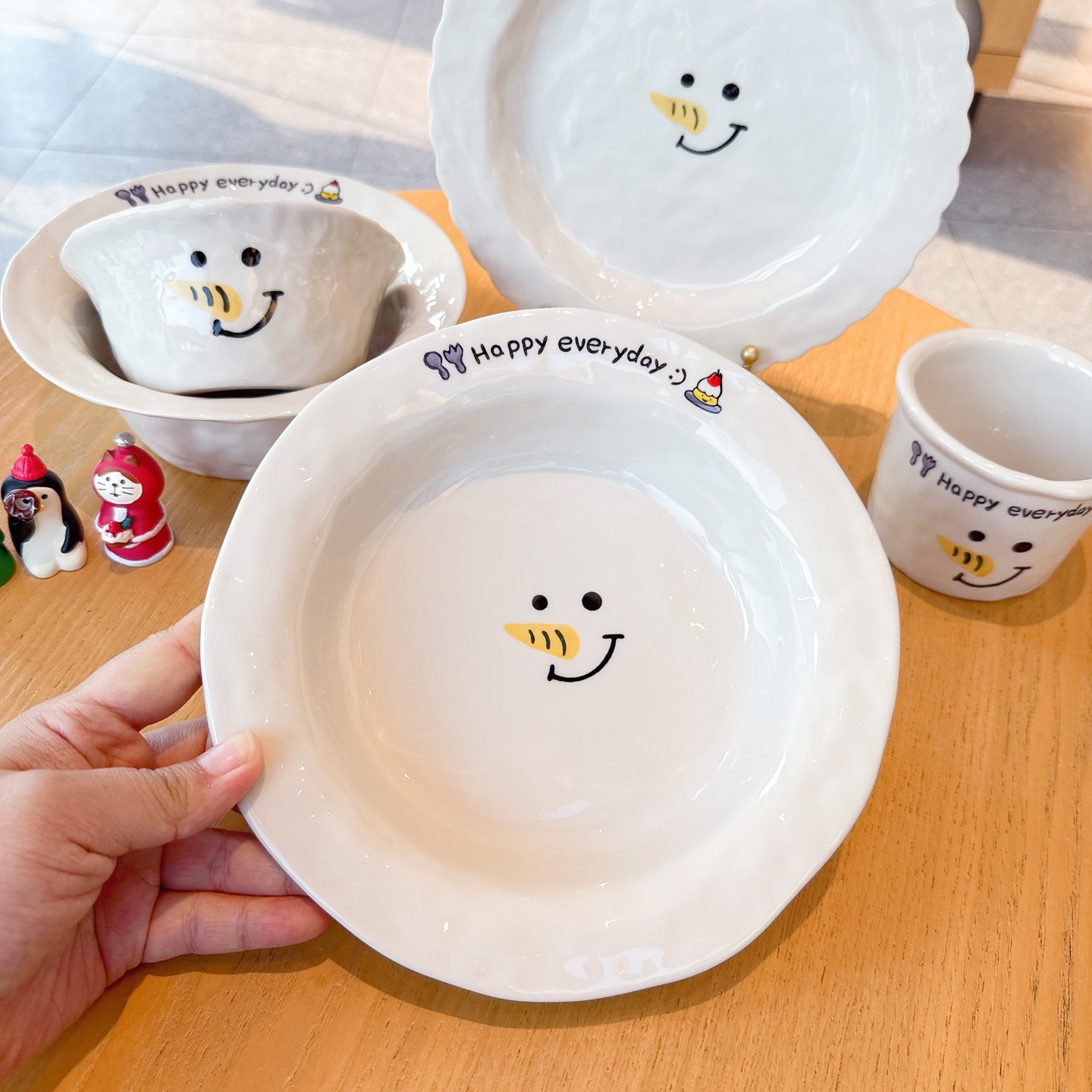 长鼻子雪人手绘釉下彩陶瓷餐具高颜值家用菜盘米饭碗汤面碗咖啡杯,餐饮具,盘,淘宝优惠券,粉丝福利购,淘宝优惠卷