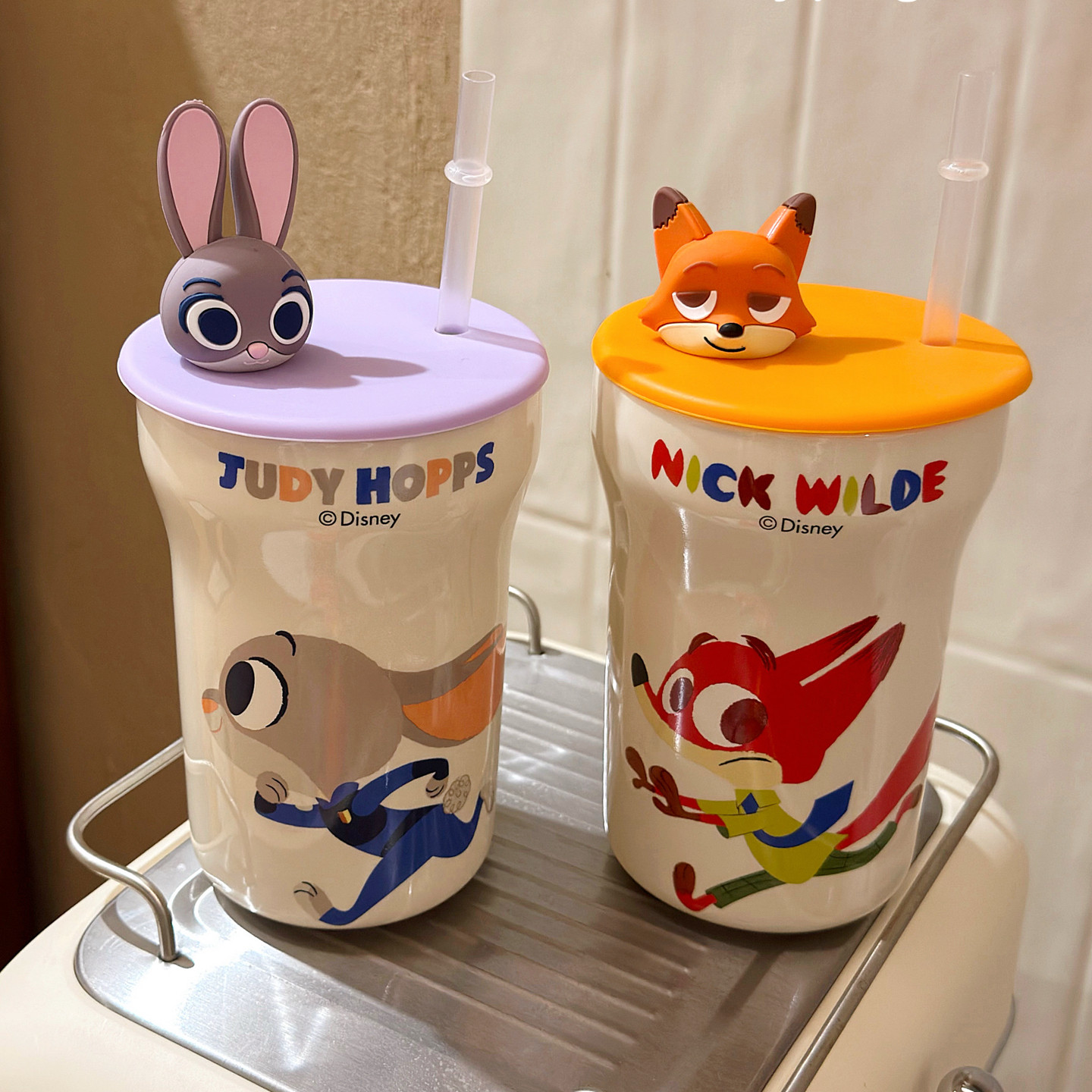 疯狂动物城朱迪尼克陶瓷吸管杯马克杯家用水杯咖啡早餐杯女生礼物,餐饮具,吸管杯,淘宝优惠券,粉丝福利购,淘宝优惠卷