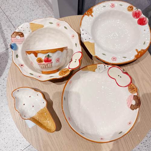 苹果甜心陶瓷餐具套装家用深盘