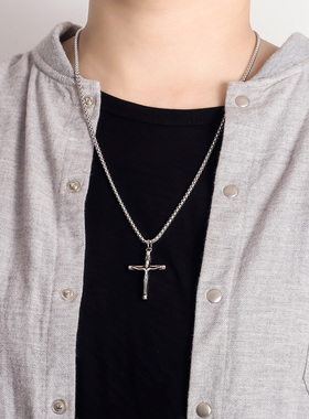 纯银挂件韩版情侣颈链十字架吊坠