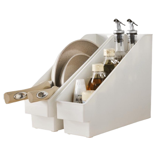 厨房橱柜斜口窄长型收纳盒锅具直角高款整理筐水槽下杂物储物箱