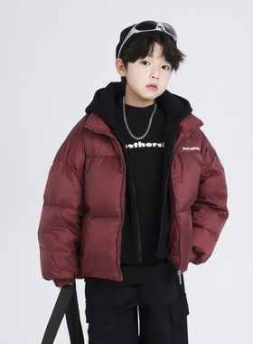 男童冬季红色过年假两件面包羽绒服2025新款儿童冬装加厚防寒外套