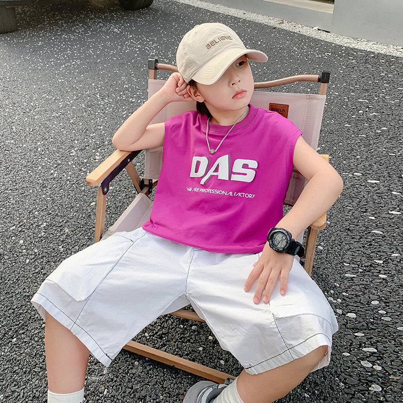 男童夏季多巴胺无袖坎肩t恤2025新款儿童男孩夏装炸街宽松上衣潮,童装/婴儿装/亲子装,T恤,淘宝优惠券,粉丝福利购,淘宝优惠卷