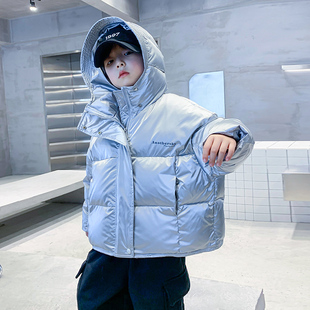 防寒免洗外套潮 儿童冬装 男童冬季 痞帅亮面加厚面包羽绒服2025新款