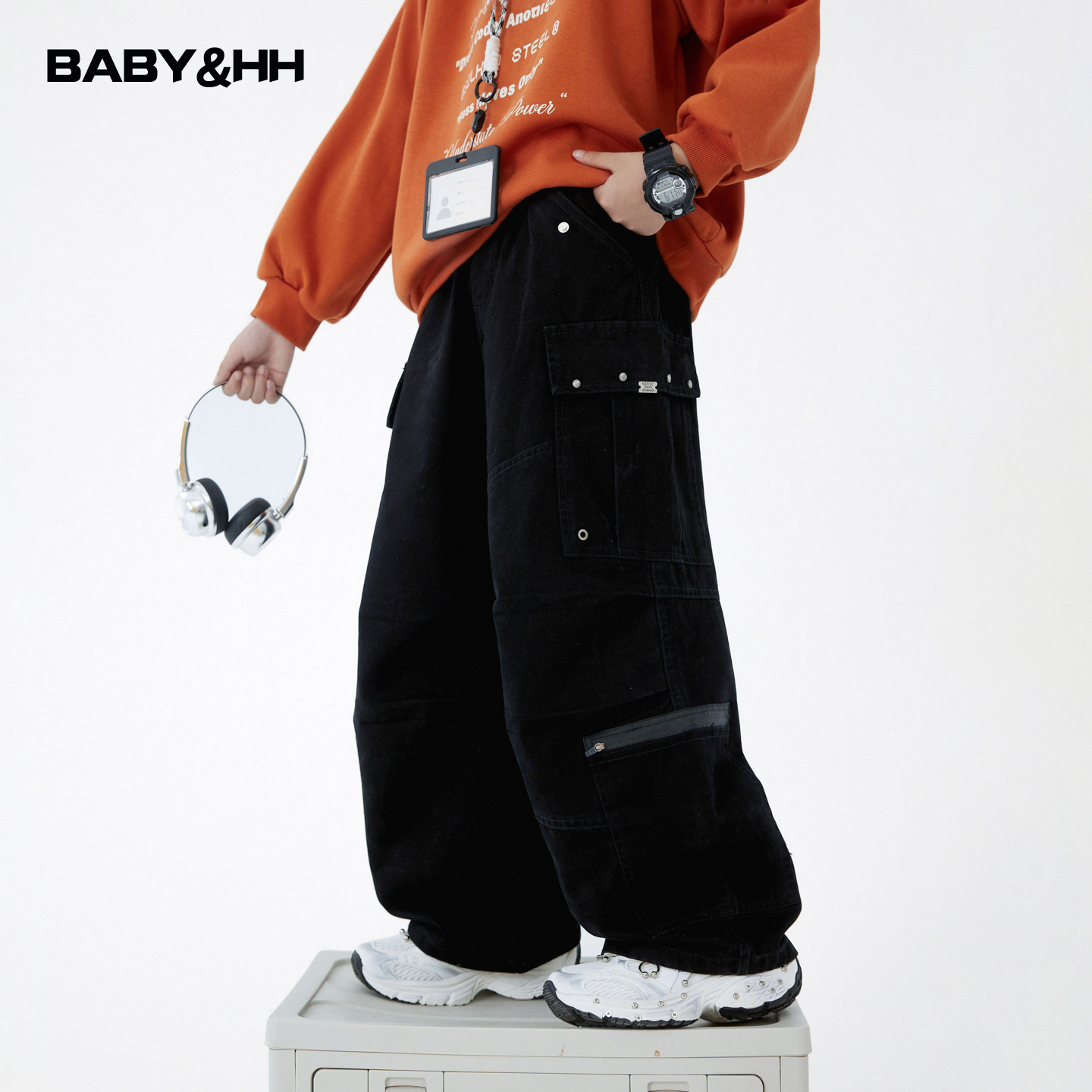 户外一体绒直筒伐木伞兵工装裤潮