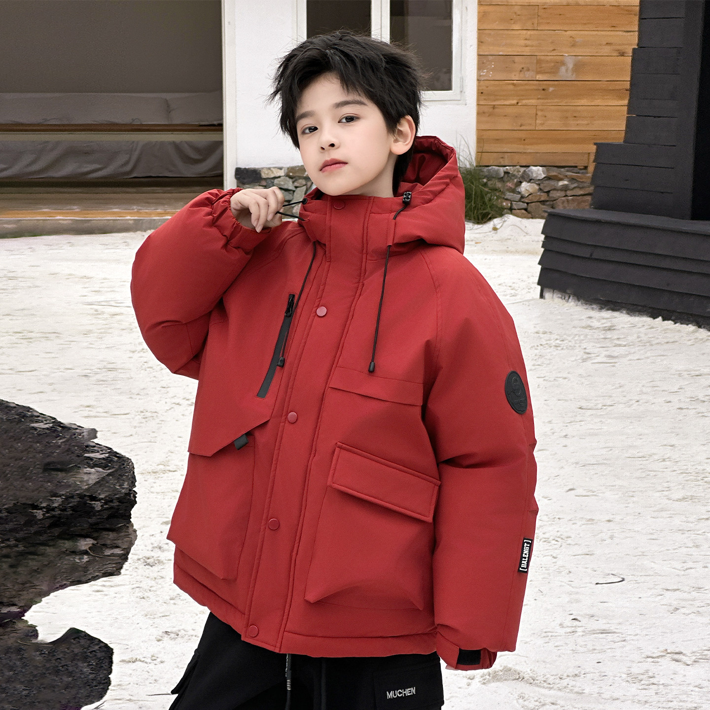 男童冬装新年红色冲锋衣工装棉服2026新款儿童加厚拜年服连帽外套,童装/婴儿装/亲子装,棉袄/棉服,淘宝优惠券,粉丝福利购,淘宝优惠卷