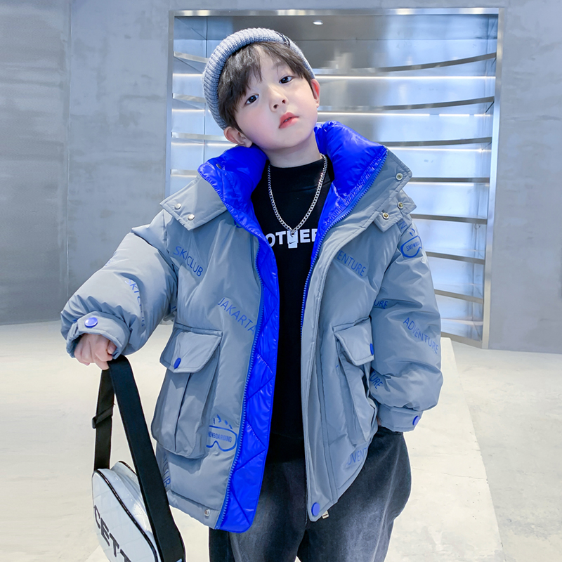男童冬季短款撞色加厚90绒羽绒服