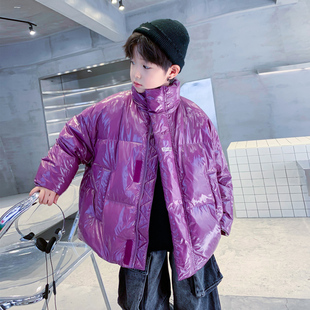 防风免洗厚外套 中大儿童冬季 男童冬装 潮牌亮面面包羽绒服2025新款