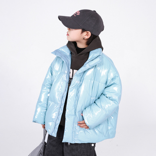 儿童冬季 亮面免洗羽绒服2025新款 防水加厚外套 潮酷短款 男大童冬装