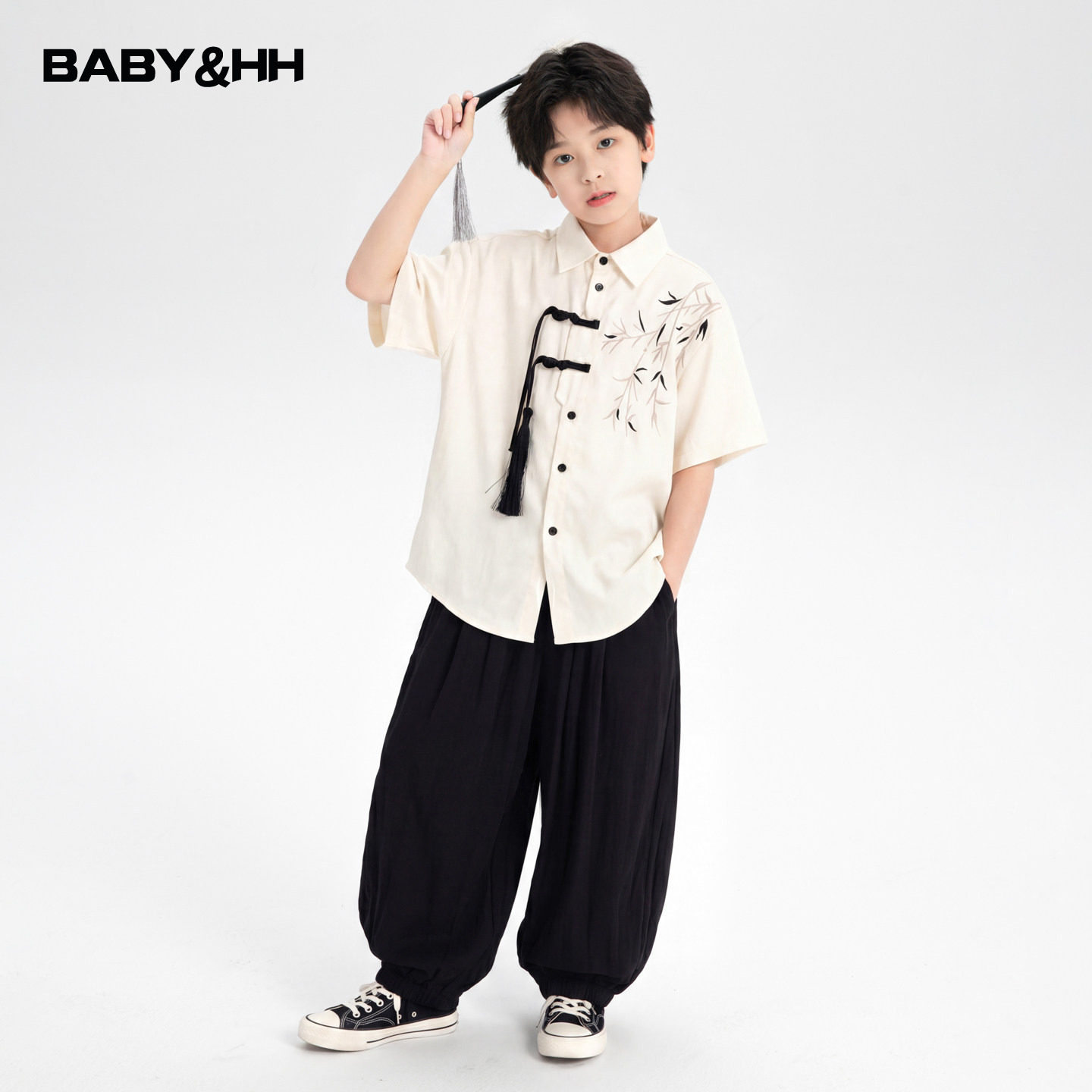 男童夏季国风日常短袖衬衫汉服套装2026新款儿童新中式演出服唐装
