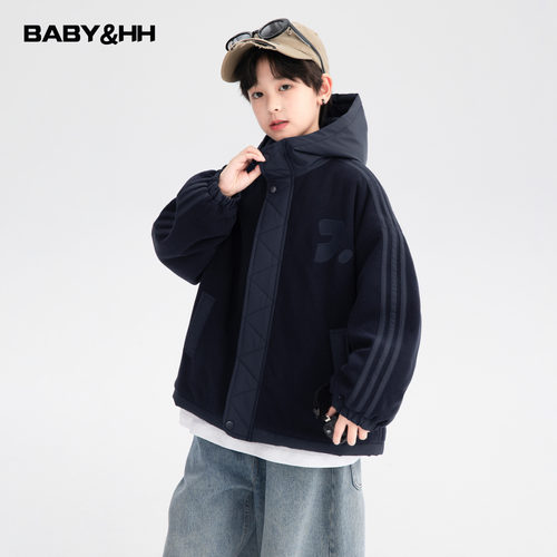 羊羔绒拼接防风加厚连帽夹棉外套