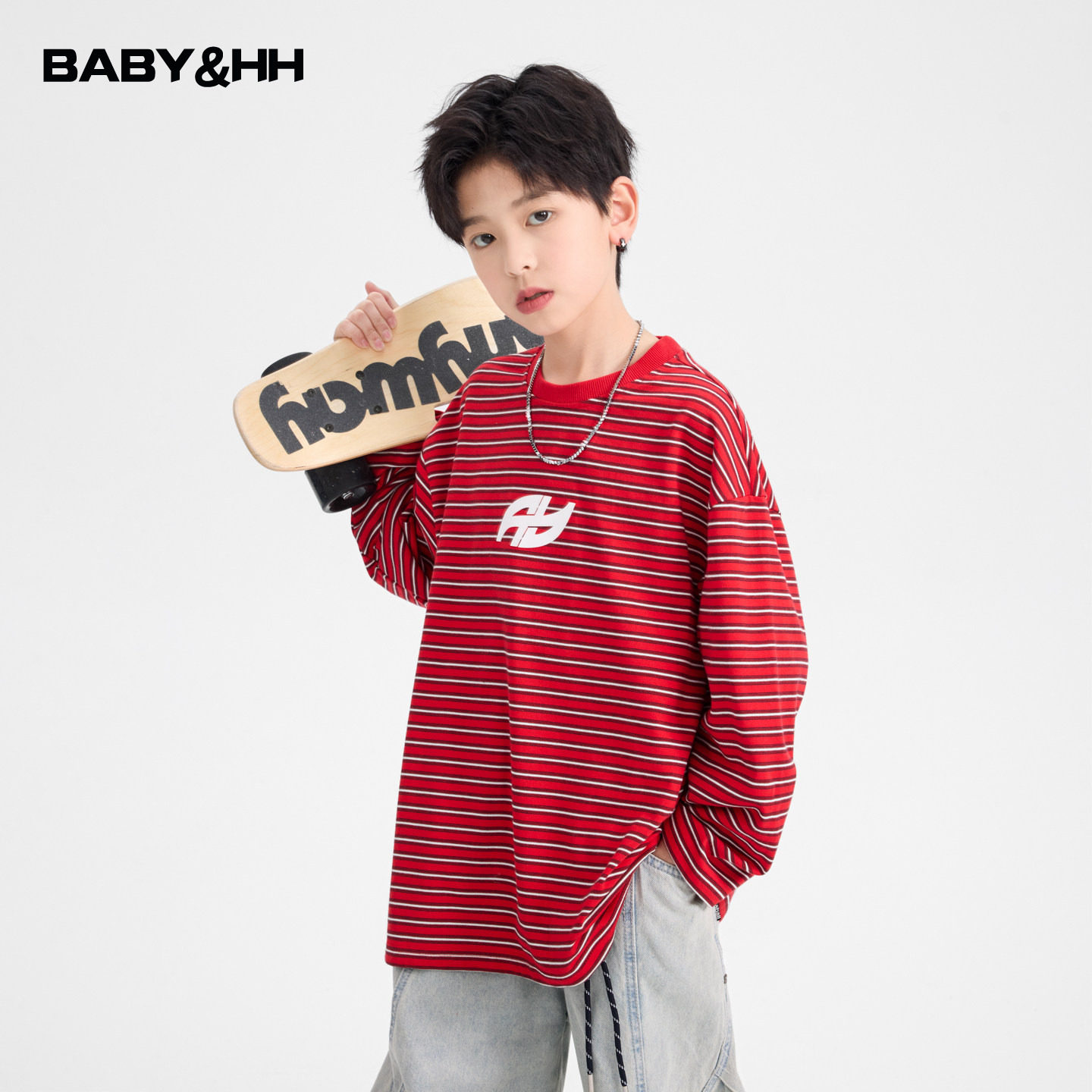 男童春装新年红色条纹运动长袖t恤2026新款儿童男孩宽松打底上衣,童装/婴儿装/亲子装,T恤,淘宝优惠券,粉丝福利购,淘宝优惠卷