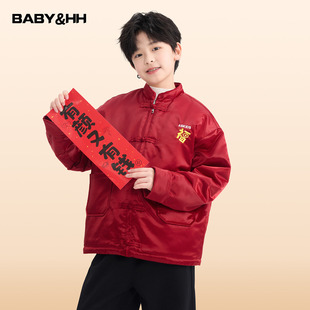 男童冬季马年红色中国风夹棉唐装2026新款儿童新年拜年服防水棉服