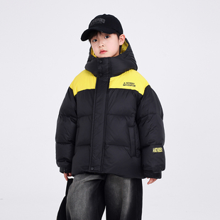 免洗防风外套潮 儿童冬装 男童冬季 加厚撞色运动面包羽绒服2025新款