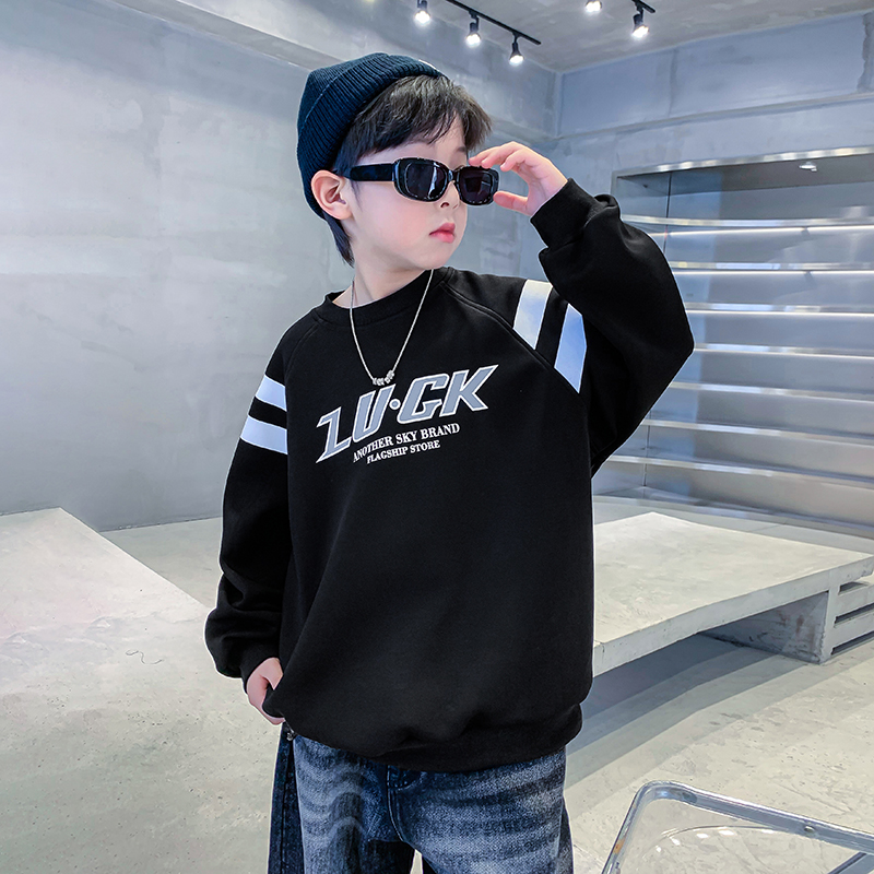 男童春秋酷帅机车长袖宽松卫衣潮