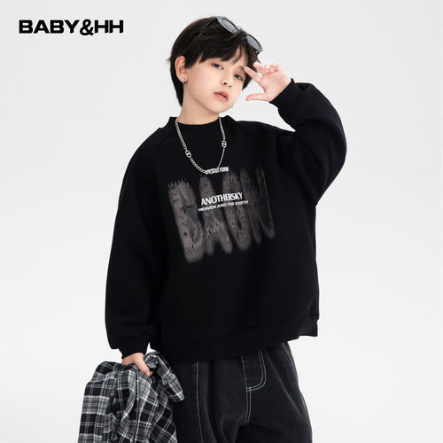 潮酷半高领一体绒hiphop街舞卫衣