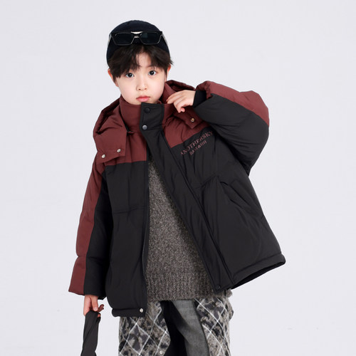 男童冬装户外连帽防风加厚羽绒服