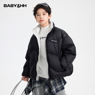 男童冬季撞色防水短款立领羽绒服2025新款儿童中学生冬装防寒外套