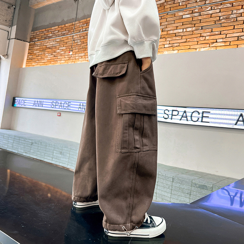 男童冬季灯笼加绒加厚宽松工装裤