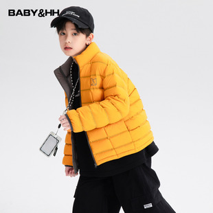 男大童秋冬装撞色短款轻薄羽绒服2025新款青少年儿童保暖防水外套