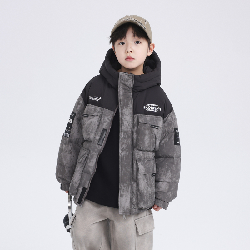 男童冬装户外冲锋衣工装羽绒服潮