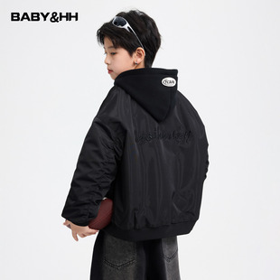 男童冬装潮酷假两件运动棒球棉服2025新款青少年儿童防水夹棉外套