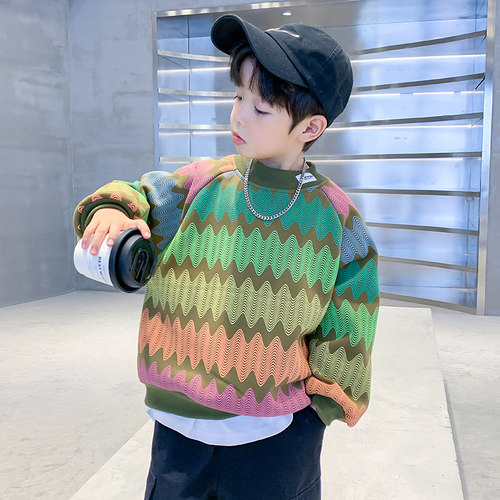 男童春秋款潮牌宽松圆领休闲卫衣