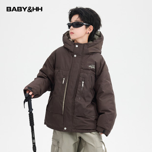 男童冬季 儿童男孩加厚防寒连帽外套 90安心绒冲锋衣羽绒服2025新款
