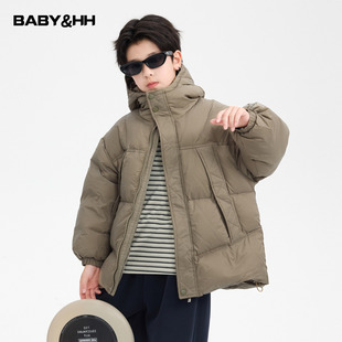 男童冬季90白鸭绒短款连帽羽绒服2025新款儿童男孩加厚防寒外套潮