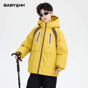 防寒撞色工装 儿童装 外套 多巴胺户外冲锋衣羽绒服2025新款 男童冬季