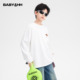 男童春秋韩系白色长袖 卫衣t恤2026新款 学生儿童运动宽松打底上衣