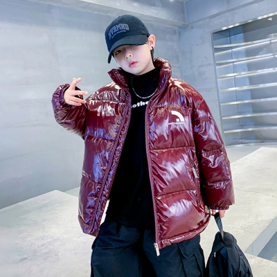 男童冬装亮面短款防寒免洗羽绒服