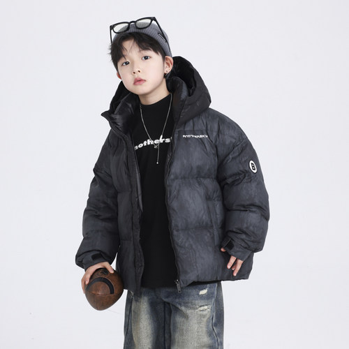男童冬季扎染加厚免洗面包羽绒服