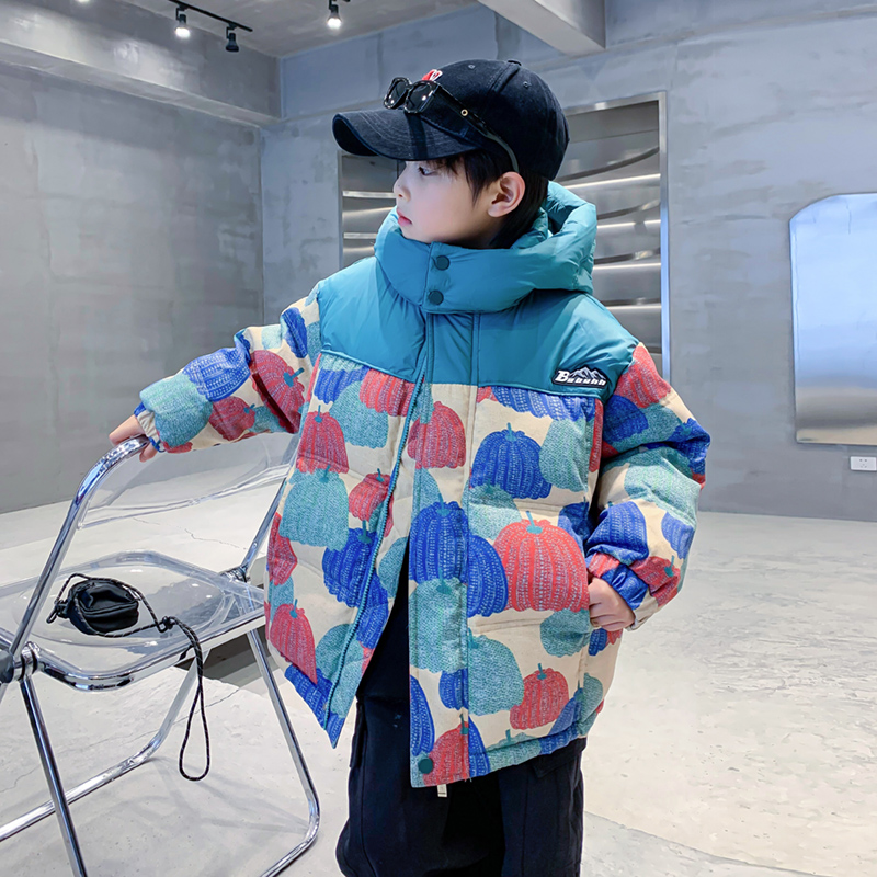 男童冬季撞色韩版加厚免洗羽绒服